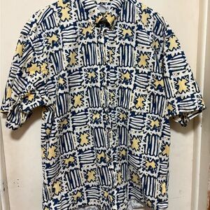 Alexander Martin Men's Short Sleeve Button-Up Shirt Size Large